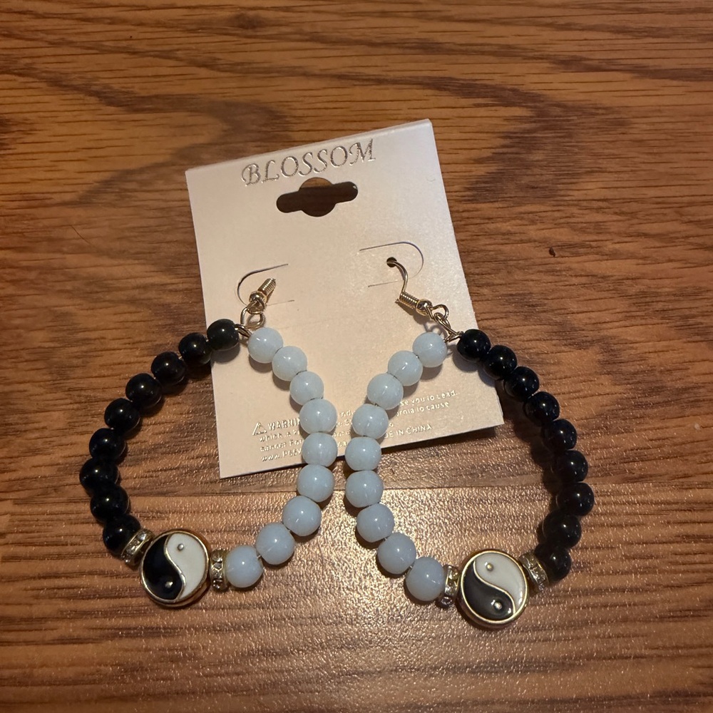 Black and White Beaded Earrings